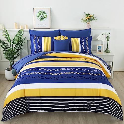 Anibedding Comforter Set California King Size,Striped Bed in a Bag,