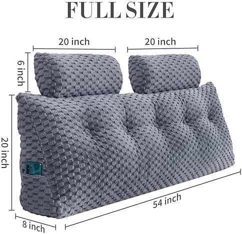 EUHAMS Headboard Pillow Full with Neck Roll, Triangular Backrest Pillow