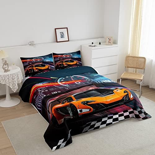 Feelyou Boys Race Car Toddler Size Bedding Set Kids Racing Car Comforter Extreme Sports Comforter Set for Teens Cool Car Comforter Car Room Decor Car Sports Quilt Set 1 Comforter Set with 1 Pillowcase