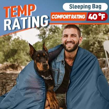 MEREZA 0 Degree Winter Sleeping Bag for Adults Kids with Pillow, Cold Weather Sleeping Bag for 4 Season Camping Hiking Backpacking Sleeping Bags for Big and Tall