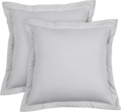 Euro Sham Covers 26x26 Set of 2 Silver Grey 600 TC 100% Egyptian Cotton Pack of 2 Euro 26x26 Pillow Covers Cushion Cover Cases Soft Skin Friendly European Size Decorative Square Pillow Shams