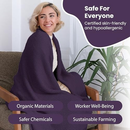 Dalisa 100% Organic Turkish Cotton Throw Blanket - GOTS Certified, Cozy - Perfect for Couch, Bed, and Home Decor - Boho Vintage Knit Alina (Sweet Grape, 60x80)