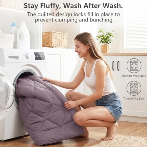 CozyLux Oversized Queen Comforter Set 98"x98", 7 Piece, Dusty Purple