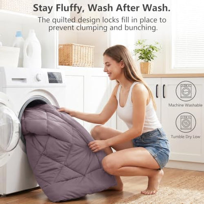 CozyLux Oversized Queen Comforter Set 98"x98", 7 Piece, Dusty Purple