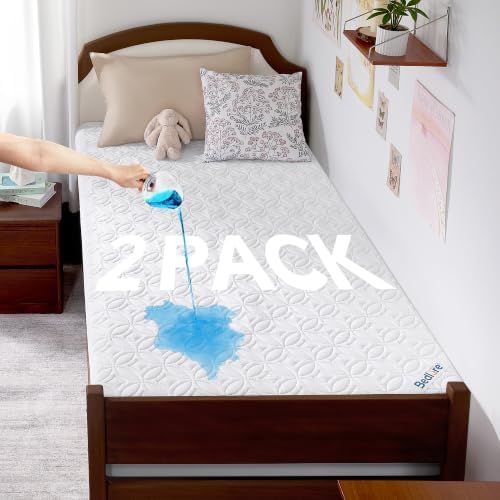 2 Pack Waterproof Mattress Protector Twin XL, Deep Pocket, for College Dorm