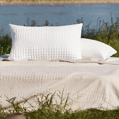 PHF Cotton Waffle Pillow Shams King Size 20" x 36", White, No Insert