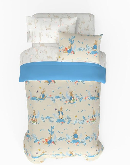 Franco Peter Rabbit Easter Kids Bedding Super Soft & Cozy Reversible Microfiber Comforter and Sheet Set with Sham, 5 Piece Twin Size, (Officially Licensed Product)