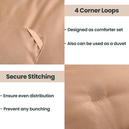 Paxrac Latte King Comforter Set, 3 Pieces Light Brown Bedding Set, Soft Fluffy Comforter, All Season Bed Set (104"x90" Comforter & 2 Pillowcases)