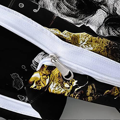 Modern Art Design Duvet Cover Set California King/King Size Black Golden Skull Comforter Covers Pillow Shams Black Background Bed Set Broken Statue Doce Bedding Sets