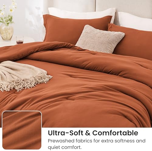 Love's cabin Terracotta King Size Comforter Set, 3-Piece Prewashed Bed Set