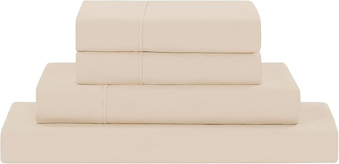 Modern Threads Soft Microfiber Solid Sheets - Luxurious Microfiber Bed Sheets - Includes Flat Sheet, Fitted Sheet with Deep Pockets, & Pillowcases Egg Shell Full