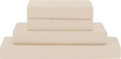 Modern Threads Soft Microfiber Solid Sheets - Luxurious Microfiber Bed Sheets - Includes Flat Sheet, Fitted Sheet with Deep Pockets, & Pillowcases Egg Shell Full