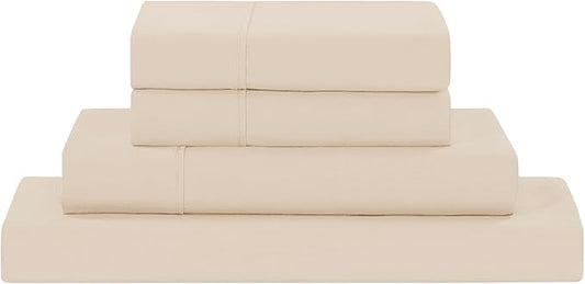 Modern Threads Soft Microfiber Solid Sheets - Luxurious Microfiber Bed Sheets - Includes Flat Sheet, Fitted Sheet with Deep Pockets, & Pillowcases Egg Shell King