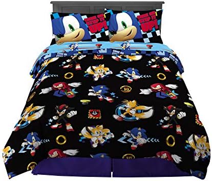 Franco Kids Bedding Super Soft Comforter and Sheet Set, 5 Piece Full Size, Sonic the Hedgehog