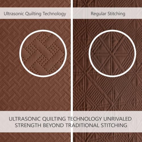 FLYMME Oversized King/California King Quilt Set 118"x106", Terracotta 3-Piece Floor-Length Bedspread, Premium Microfiber Lightweight Coverlet for King/California King Bed (1 Quilt, 2 Shams)