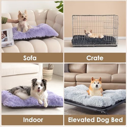 EHEYCIGA Fluffy Dog Crate Bed, Plush XX Large Dog Pillow, Purple