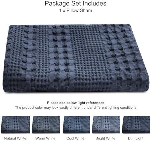 PHF Cotton Waffle Body Pillowcase 20" x 54", Indigo, No Insert