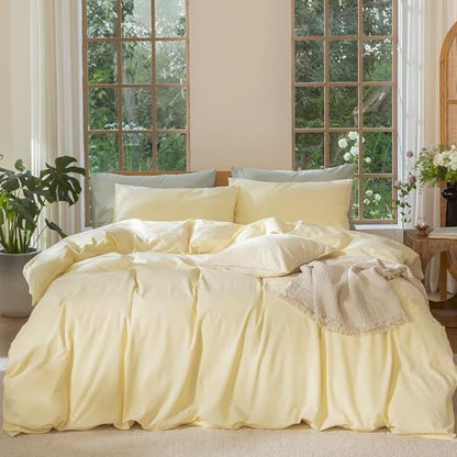 MooMee Duvet Cover Set 100% Washed Cotton Linen Like Super King