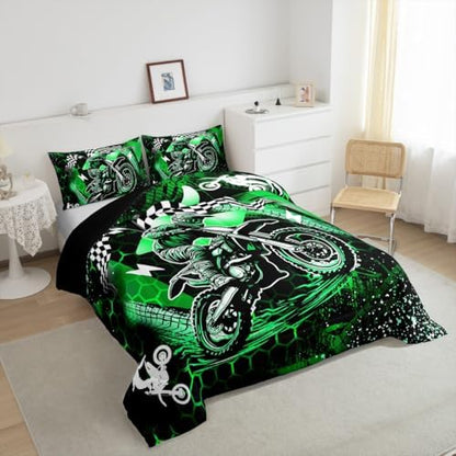 Feelyou Dirt Bike Comforter Set for Kids Boys Girls Queen Size