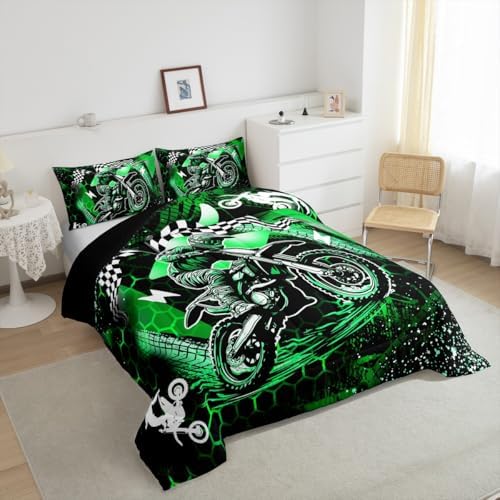 Feelyou Dirt Bike Comforter Set for Kids Boys Girls Twin Size