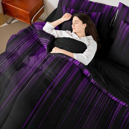 Feelyou Neon Purple Comforter Set with Sheets 7 Piece Full Size