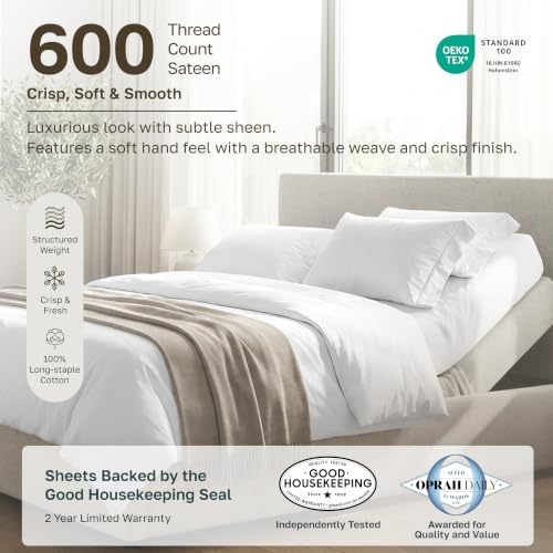 California Design Den 600 Thread Count Split King Sheet Set, 5 Pcs, Mocha