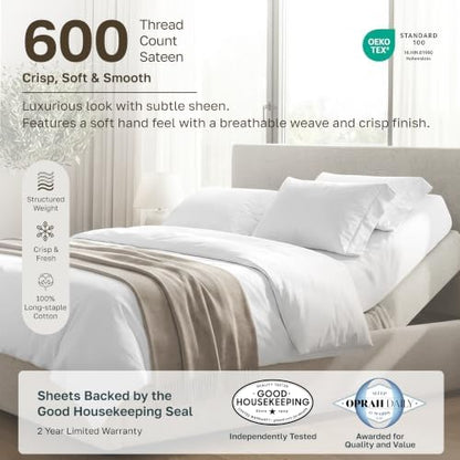 California Design Den 600 Thread Count Split King Sheet Set, 5 Pcs, Mocha