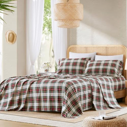 Comfort Spaces 100% Cotton Percale Sheets Queen Sheet Set, 4 Piece
