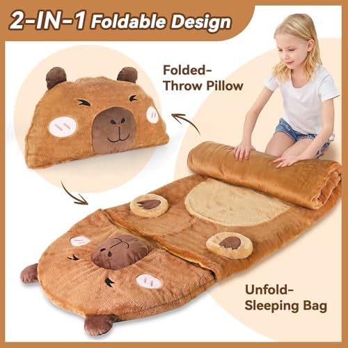 iPlay, iLearn Kid Capybara Sleeping Bag, Toddler Boys Girls Daycare Nap Mat