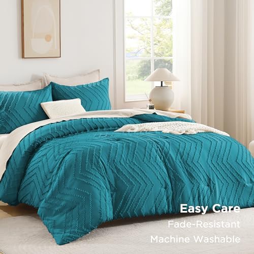 Andency Turquoise California King Comforter Set, 3 Pieces Boho Bed Set
