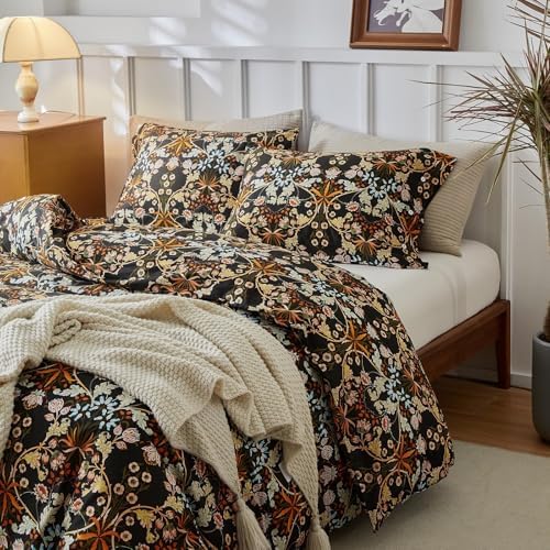 Vintage Floral Paisley Comforter Set Full Size Bohemian Flowers Leaves Pattern Comforter Fluffy Soft Microfiber Botanical Floral Bedding Set Farmhouse Paisley Flowers Comforter Set for Girls Women