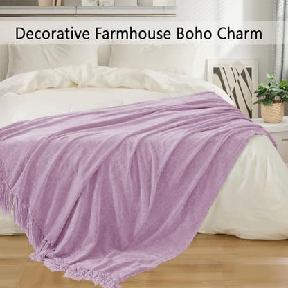 Chenille Throw Blanket for Couch 60" x 80", Lavender