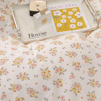 Ruffle Floral Comforter Set Full Size 3 Pieces Chic Coquette Bedding Aesthetic Flower Comforter with 2 Lace Pillowcases Romantic Ruffled Comforter Floral Cottagecore Bedding Fluffy Bed Set Full