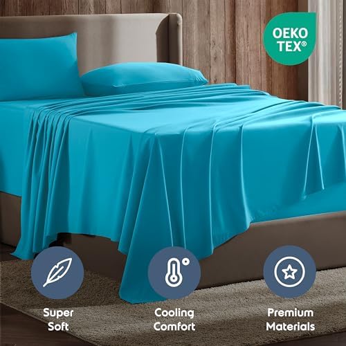 Nestl King Sheet Set - Bed Sheets - Bright Blue - 4-Piece Deep Pocket