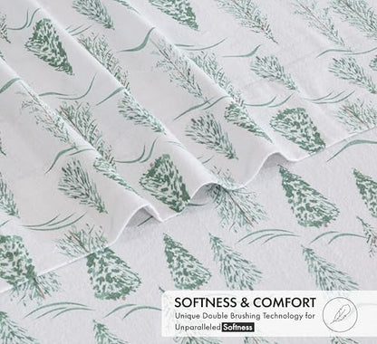 RUVANTI Flannel Sheets Set Full Size, Alpine Serenity