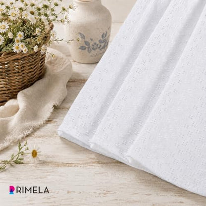 White Jacquard Bed Skirt Full 15" Drop, Elastic Wrap Around Bedskirt