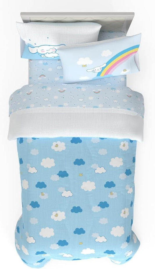 Cinnamoroll Bedding - 4 Piece Twin Size Bed Set - Super Soft Microfiber Comforter and Sheet Set, (Officially Licensed Product) by Franco Collectibles