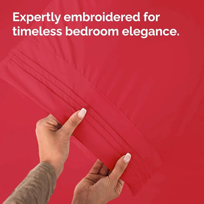 King Pillow Cases Set of 2 - Ultra Soft Hotel Quality Pillowcase Covers - Comfy, Cooling & Wrinkle Free - Shrinkage, Stain and Fade Resistant - Machine Washable Pillow Protectors - 2 Piece Set - Red