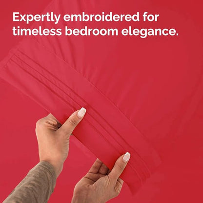 CGK Unlimited King Size Microfiber Pillowcase Set, 4 Pieces, Red
