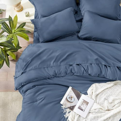 Andency King Comforter Set, 7 Pieces Bluish Grey Bedding