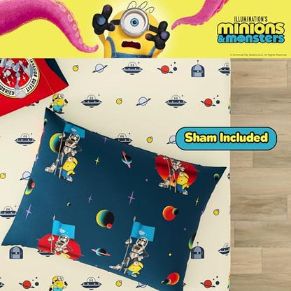 Minions and Monsters Movie Kids Bedding Set, Twin Size 5 Piece Comforter and Sheet Set with Sham, (Officially Licensed Product) by Franco