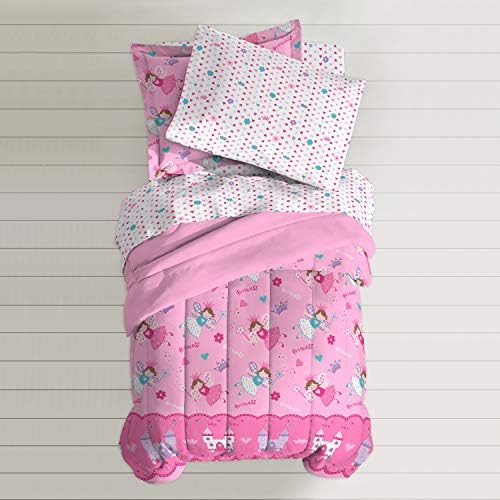 dream FACTORY Magical Princess Ultra Soft Microfiber Girls Comforter Set, Pink, Twin