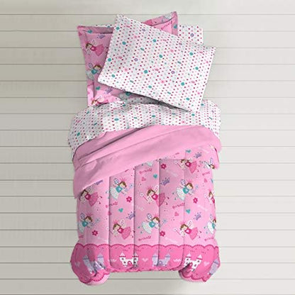 dream FACTORY Magical Princess Ultra Soft Microfiber Girls Comforter Set, Pink, Twin
