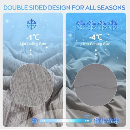 CHOSHOME Cooling Comforter Cooling Blanket, Q-Max 0.45 Cool Sleeping Summer Blanket for Hot Sleeper Night Sweats, Super King 96" x 120", Grey 02