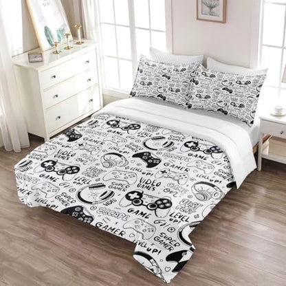 Gaming Comforter for Boys Teens,Game Bedding Sets Queen,Kids Gamer Comforter Set,Video Game Bedroom Bed Set Controller Duvet All Season 3 Piece