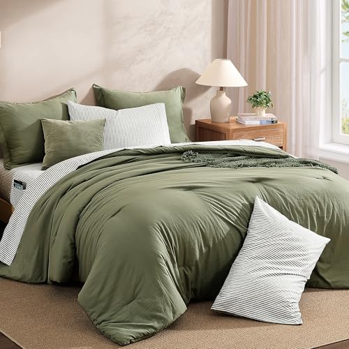 Monbix King Size Comforter Set- 7 Pieces Soft Bed in a Bag King Bedding Set