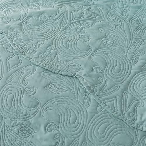 HoneiLife King Quilt Bedding Set - 3 Piece Microfiber Quilt Sets Lightweight Bedspreads Reversible Coverlets Retro Bed Cover Quilt King Size All Season Quilts-Sage Green