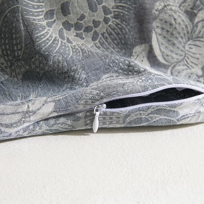 VM VOUGEMARKET Jacquard Grey Floral Duvet Cover Set King,Yarn-Dyed Cotton Duvet Cover with Zipper Closure Perfect for Men and Women