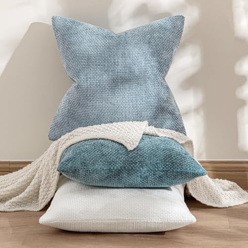 MIULEE Decorative Couch Throw Pillow Covers 20x20 Inch Light Blue 2 Pack