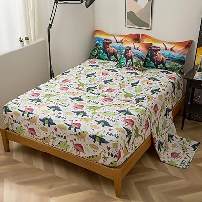 ADASMILE A & S Dinosaur Comforter Set Twin for Boys T-Rex Dino Bedding Sets